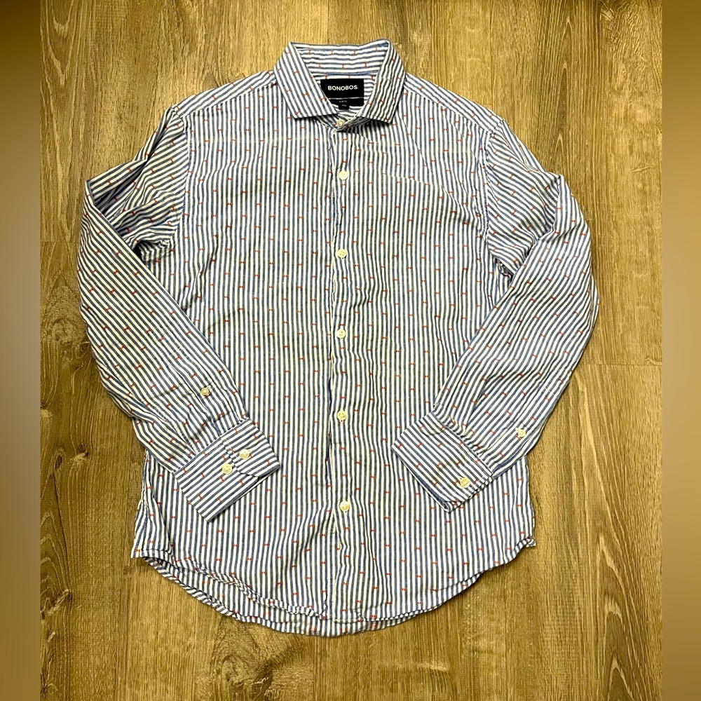Men’s Bonobos Easy Linen Button Down Shirt- Size Small-‎ Slim Fit- Pre-owned